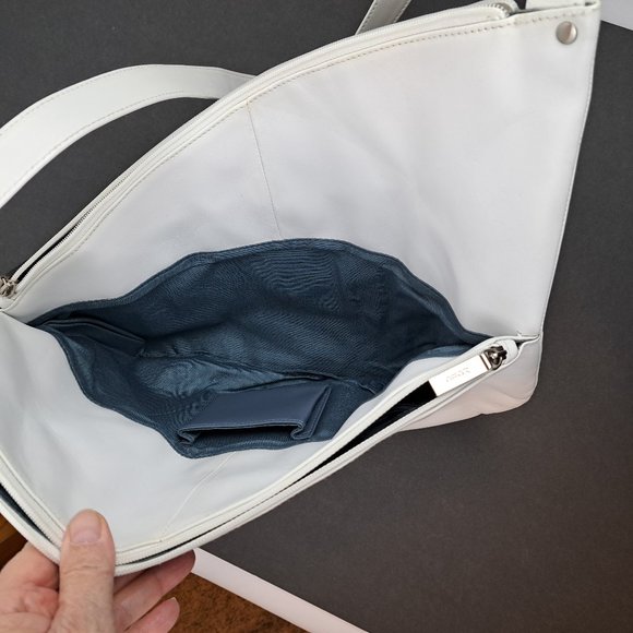 Hobo International White Shoulder Bag Asymmetrical Minimalist Design - Picture 7 of 16